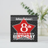 8e verjaardag Black Red White STAR V08 Kaart (Staand voorkant)