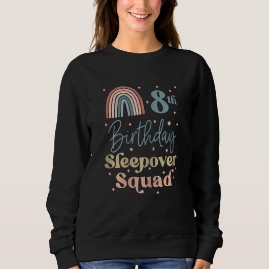 8e verjaardag Boho Rainbow Sleepover Squad Pajamas Trui (Voorkant)