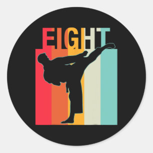 8e Verjaardag Cadeaus Karate Retro Taekwondo Marti Ronde Sticker