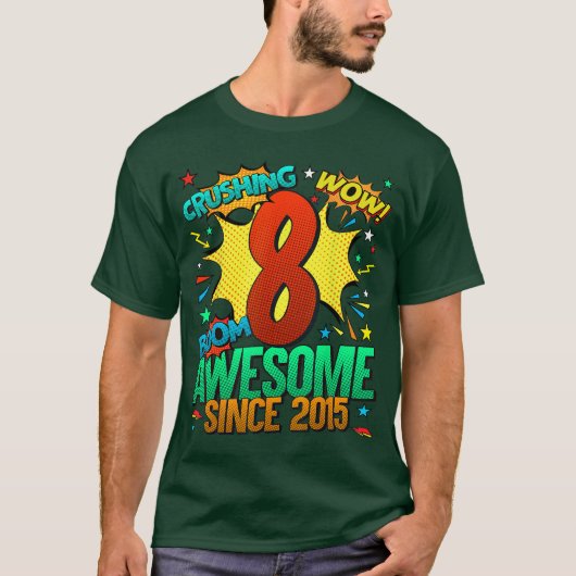 8e verjaardag Comic Style Geweldig sinds 2015 8 ja T-shirt (Voorkant)