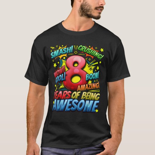 8e verjaardag Comic Style Geweldige sinds 2015 8 j T-shirt (Voorkant)