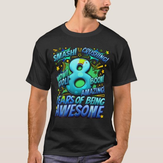 8e verjaardag Comic Style Geweldige sinds 2015 8 j T-shirt (Voorkant)