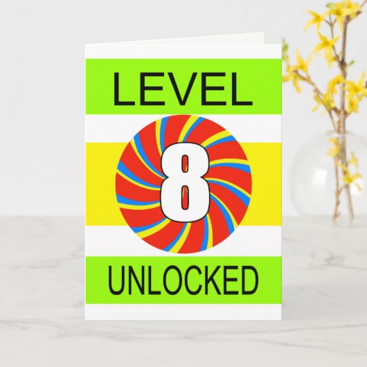 8e verjaardag computergamer kaart (Gele Bloem)