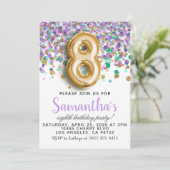 8e verjaardag Confetti Kaart (Staand voorkant)