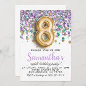 8e verjaardag Confetti Kaart (Voorkant / Achterkant)