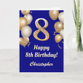 8e verjaardag Confetti van de marine Blue en Gold  Kaart (Voorkant)