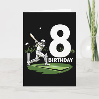 8e verjaardag Cricketliefhebber leuk ontwerp  Kaart
