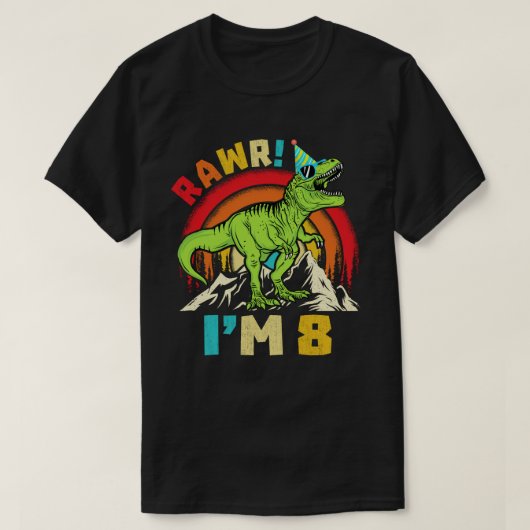 8e verjaardag Dinosaur T Rex Rawr Ik ben 8 voor jo T-shirt (Design voorkant)