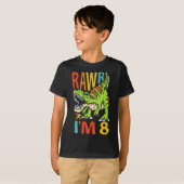 8e verjaardag Dinosaur T Rex Rawr Ik ben 8 voor jo T-shirt (Voorkant volledig)