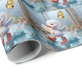 8e verjaardag eendje dansen in een plas cadeaupapier (Rol Hoek)