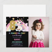 8e Verjaardag Eenhoorn Verjaardag Uitnodigingen fo (Voorkant / Achterkant)