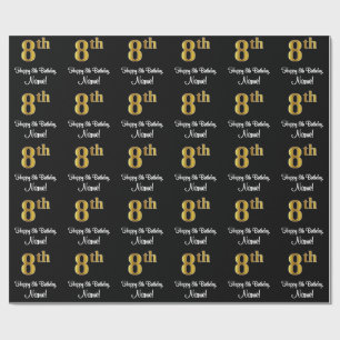 8e verjaardag: Elegant luxe Faux Gold-look # Cadeaupapier