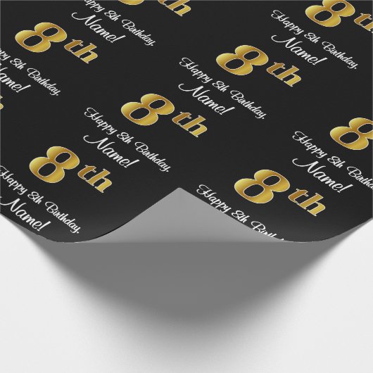 8e verjaardag: Elegant luxe Faux Gold-look # Cadeaupapier (Hoek)