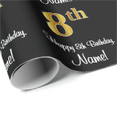 8e verjaardag: Elegant luxe Faux Gold-look # Cadeaupapier (Rol Hoek)