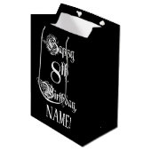 8e verjaardag: Fancy, elegant script + aangepaste Medium Cadeauzakje (Voorkant Gekanteld)