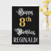 8e verjaardag — Fancy script; Faux Gold Kijk; naam Kaart (Gele Bloem)