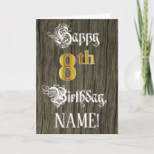 8e verjaardag: Faux Gold look + Faux-houten patroo Kaart (Voorkant)