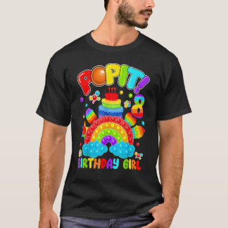 8e verjaardag Fidget Pop It Birthday Girl 8 jaar e T-shirt