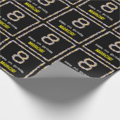 8e verjaardag: Floral Flowers Number, Custom Name Cadeaupapier (Hoek)