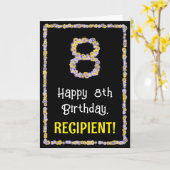 8e verjaardag: Floral Flowers Number, Custom Name Kaart (Gele Bloem)