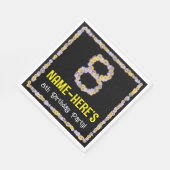 8e verjaardag: Floral Flowers Number, Custom Name Servet (Hoek)