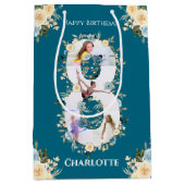 8e verjaardag Foto Blauwgroen Collage Blue Yellow  Medium Cadeauzakje (Voorkant)