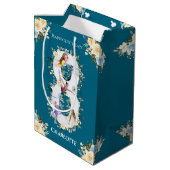 8e verjaardag Foto Blauwgroen Collage Blue Yellow  Medium Cadeauzakje (Achterkant Gekanteld)