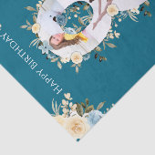 8e verjaardag Foto Collage Blauwgroen Blauwe Gele Tissuepapier (Detail)