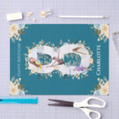 8e verjaardag Foto Collage Blauwgroen Blauwe Gele Tissuepapier (Craft)