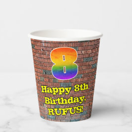 8e verjaardag: Fun Graffiti-geïnspireerde regenboo Papieren Bekers