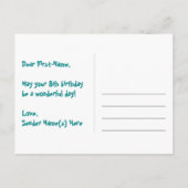 8e verjaardag: Fun Hearts-patroon, Regenboog 8 Briefkaart (Achterkant)