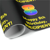 8e verjaardag: Fun, kleurrijke regenboog geïnspire Cadeaupapier (Rol Hoek)