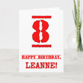 8e verjaardag: Fun, rode rubberen stempel geïnspir Kaart (Voorkant)