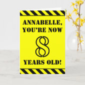 8e verjaardag: Fun Stencil Style Text, aangepaste  Kaart (Gele Bloem)