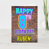 8e verjaardag - Fun, Urban Graffiti geïnspireerd K Kaart (Voorkant)