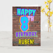 8e verjaardag - Fun, Urban Graffiti geïnspireerd K Kaart (Gele Bloem)