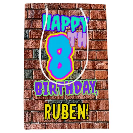 8e verjaardag: Fun, Urban Graffiti geïnspireerd Ki Medium Cadeauzakje (Voorkant)