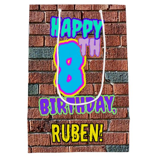 8e verjaardag: Fun, Urban Graffiti geïnspireerd Ki Medium Cadeauzakje (Achterkant)