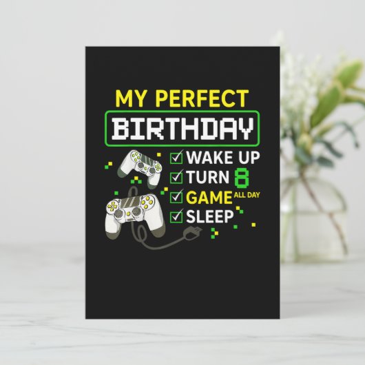 8e verjaardag Gaming Boy Verjaardagscadeau voor ga Kaart (Staand voorkant)