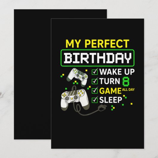 8e verjaardag Gaming Boy Verjaardagscadeau voor ga Kaart (Voorkant / Achterkant)