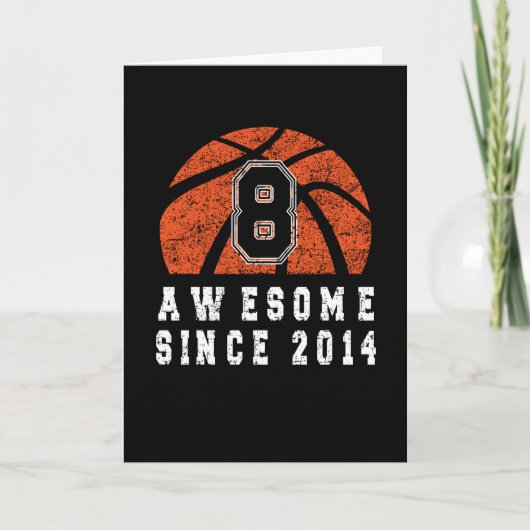 8e verjaardag Geboren in 2014 Basketball Boy 8 Yea Kaart (Voorkant)