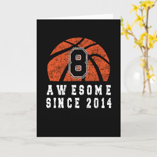 8e verjaardag Geboren in 2014 Basketball Boy 8 Yea Kaart (Gele Bloem)