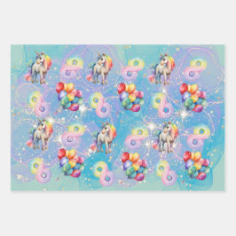 8e verjaardag gepersonaliseerde Eenhoorn cadeauver Inpakpapier Vel