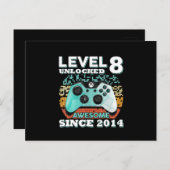 8e verjaardag geschenk jongens level 8 ontgrendeld briefkaart (Voorkant / Achterkant)