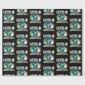 8e verjaardag geschenk jongens level 8 ontgrendeld cadeaupapier (Vlak)