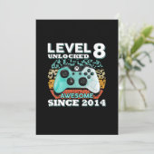 8e verjaardag geschenk jongens level 8 ontgrendeld kaart (Staand voorkant)