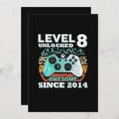 8e verjaardag geschenk jongens level 8 ontgrendeld kaart (Voorkant / Achterkant)