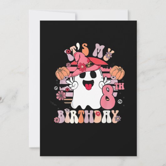 8e verjaardag geschenken Spooky Boo Groovy Retro 7 Kaart (Voorkant)