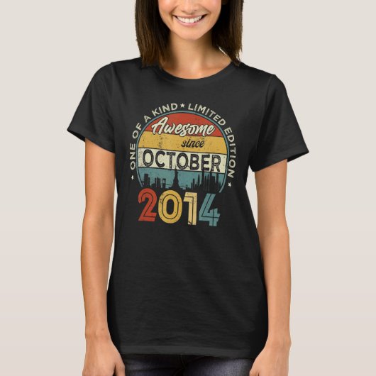8e verjaardag Geweldige sinds oktober 2014 8 jaar  T-shirt (Voorkant)