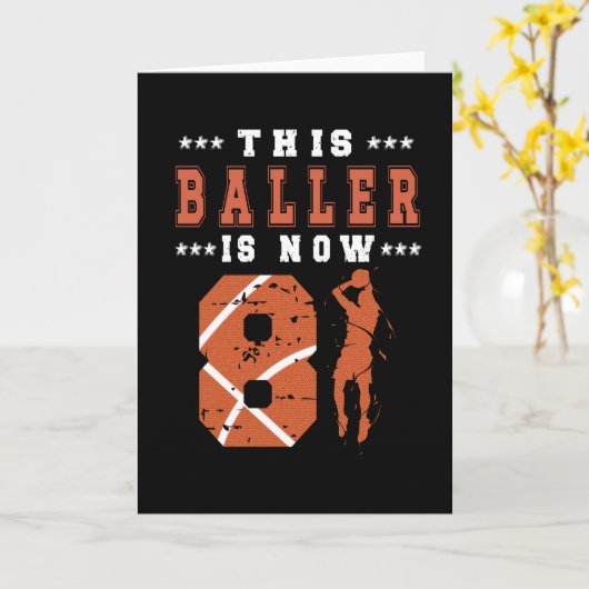 8e verjaardag: Gift Basketball Player 8 jaar oude  Kaart (Gele Bloem)